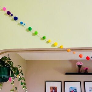 Colorful Rainbow Pom Pom Garland